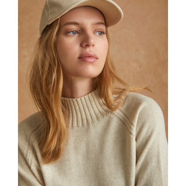 RIBBED-NECK SWEATER BEIGE