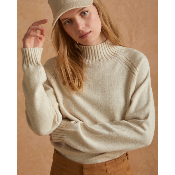 RIBBED-NECK SWEATER BEIGE