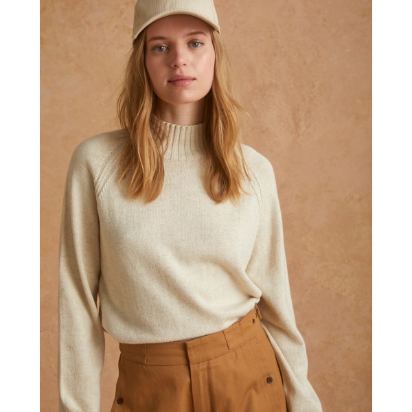 RIBBED-NECK SWEATER BEIGE