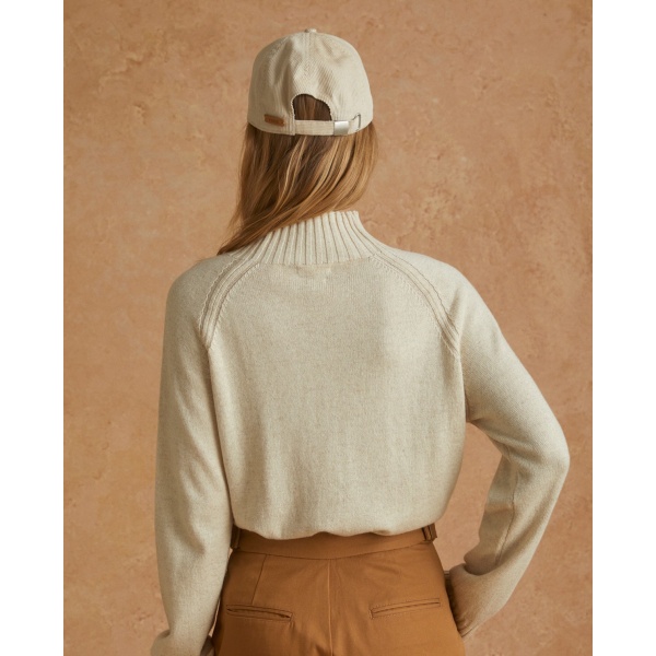 RIBBED-NECK SWEATER BEIGE