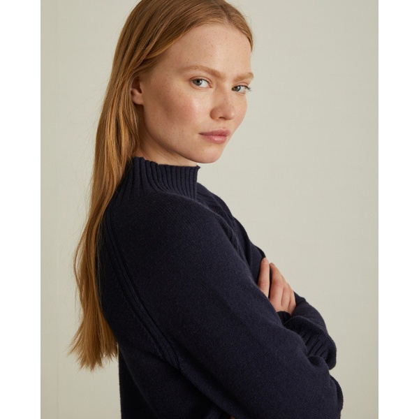 RIBBED-NECK SWEATER NAVY