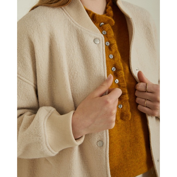 BOILED-WOOL BOMBER JACKET ECRU