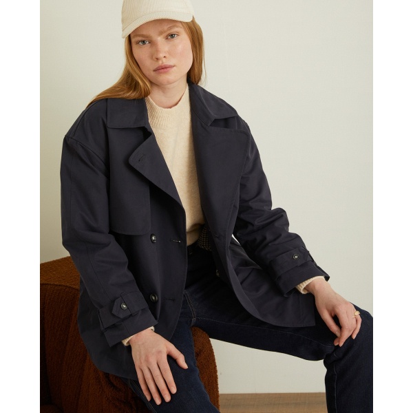 SHORT DOUBLE-BREASTED RAINCOAT NAVY