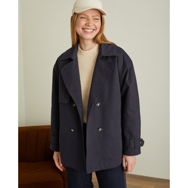 SHORT DOUBLE-BREASTED RAINCOAT NAVY