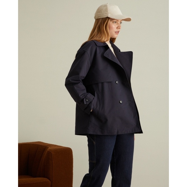 SHORT DOUBLE-BREASTED RAINCOAT NAVY