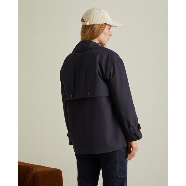 SHORT DOUBLE-BREASTED RAINCOAT NAVY