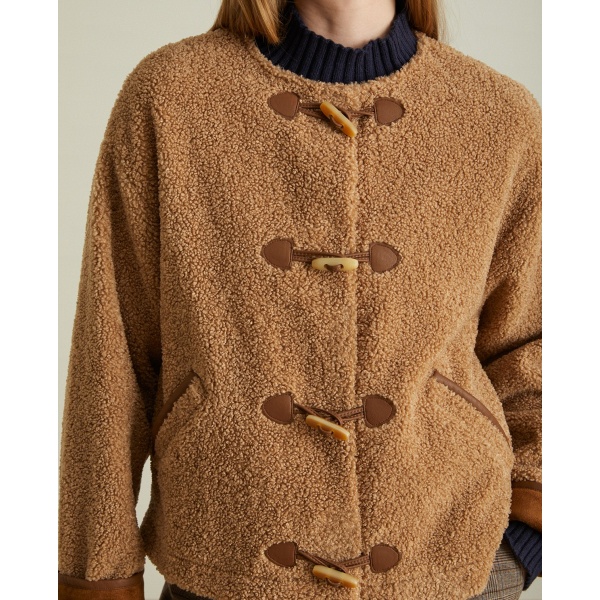 SHORT SHEARLING COAT CAMEL