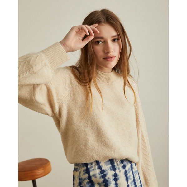 PUFFED-SLEEVE SWEATER ECRU