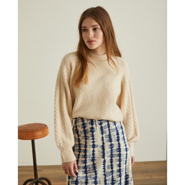 PUFFED-SLEEVE SWEATER ECRU