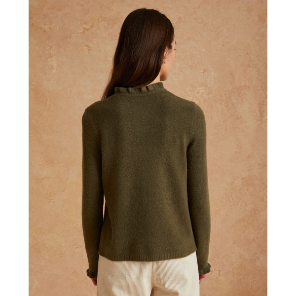 HENLEY-NECK JUMPER RUFFLES KHAKI