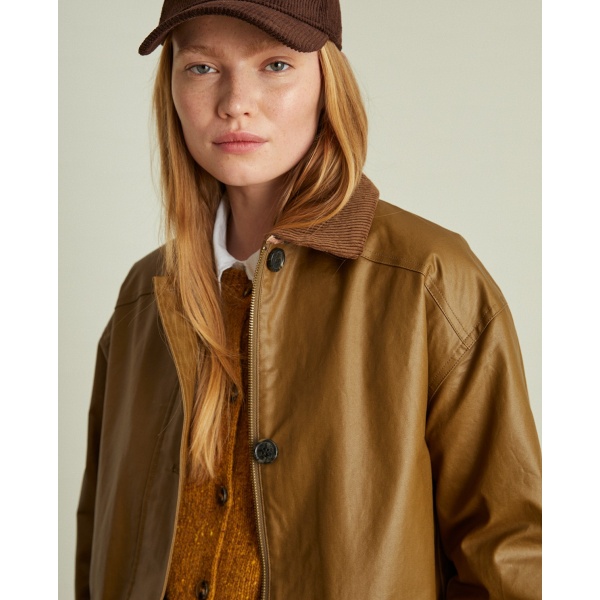 WATER REPELLENT JACKET CORDUROY NECK OLIVE