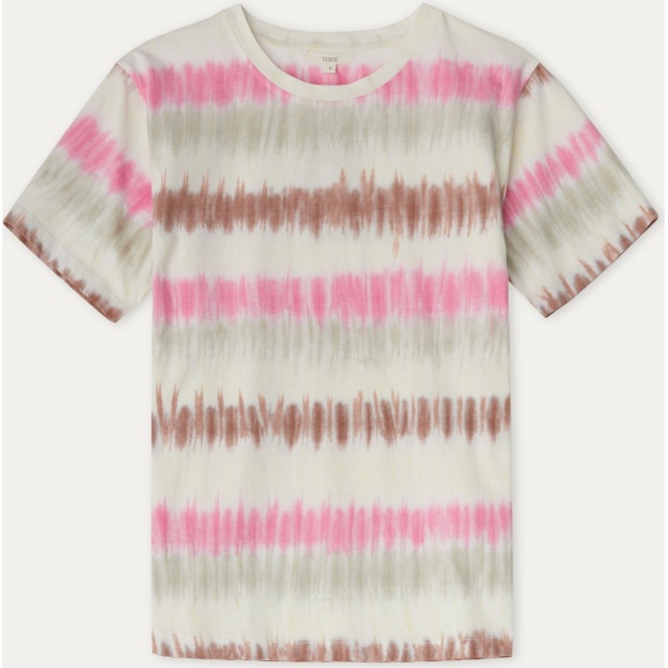 TIE-DYE COTTON T-SHIRT PINK + BROWN