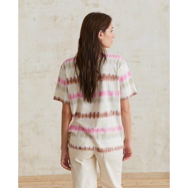 TIE-DYE COTTON T-SHIRT PINK + BROWN