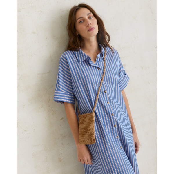 COTTON SHIRT DRESS BLUE STRIPES