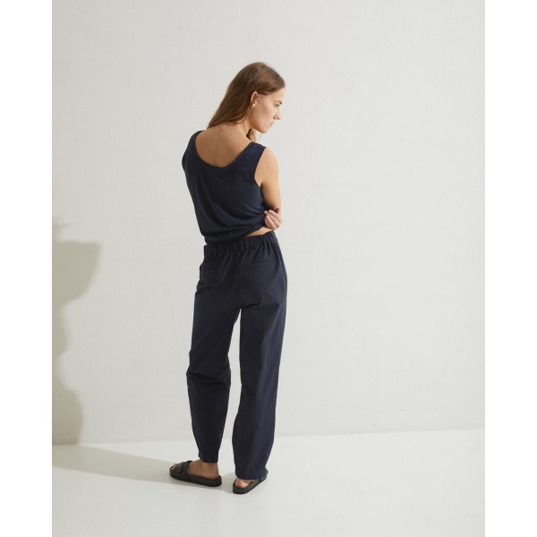 Pinstripe Carrot Trousers Navy