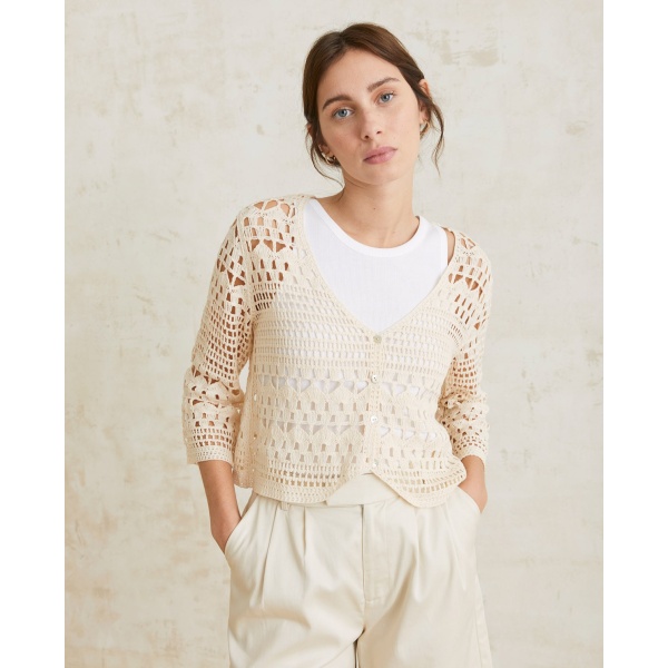 Crochet Cotton Cardigan Ecru