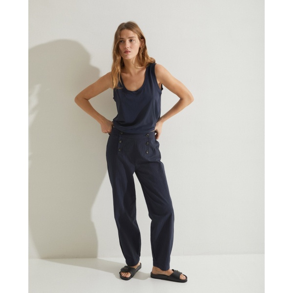 Pinstripe Carrot Trousers Navy