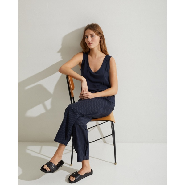 Pinstripe Carrot Trousers Navy