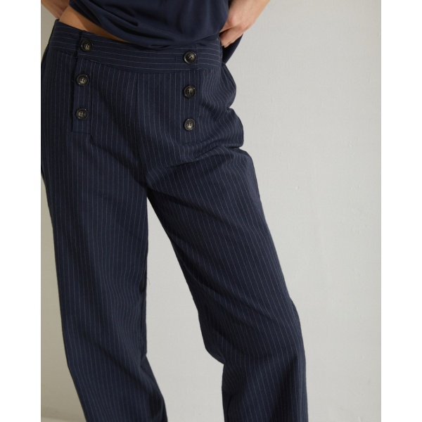 Pinstripe Carrot Trousers Navy