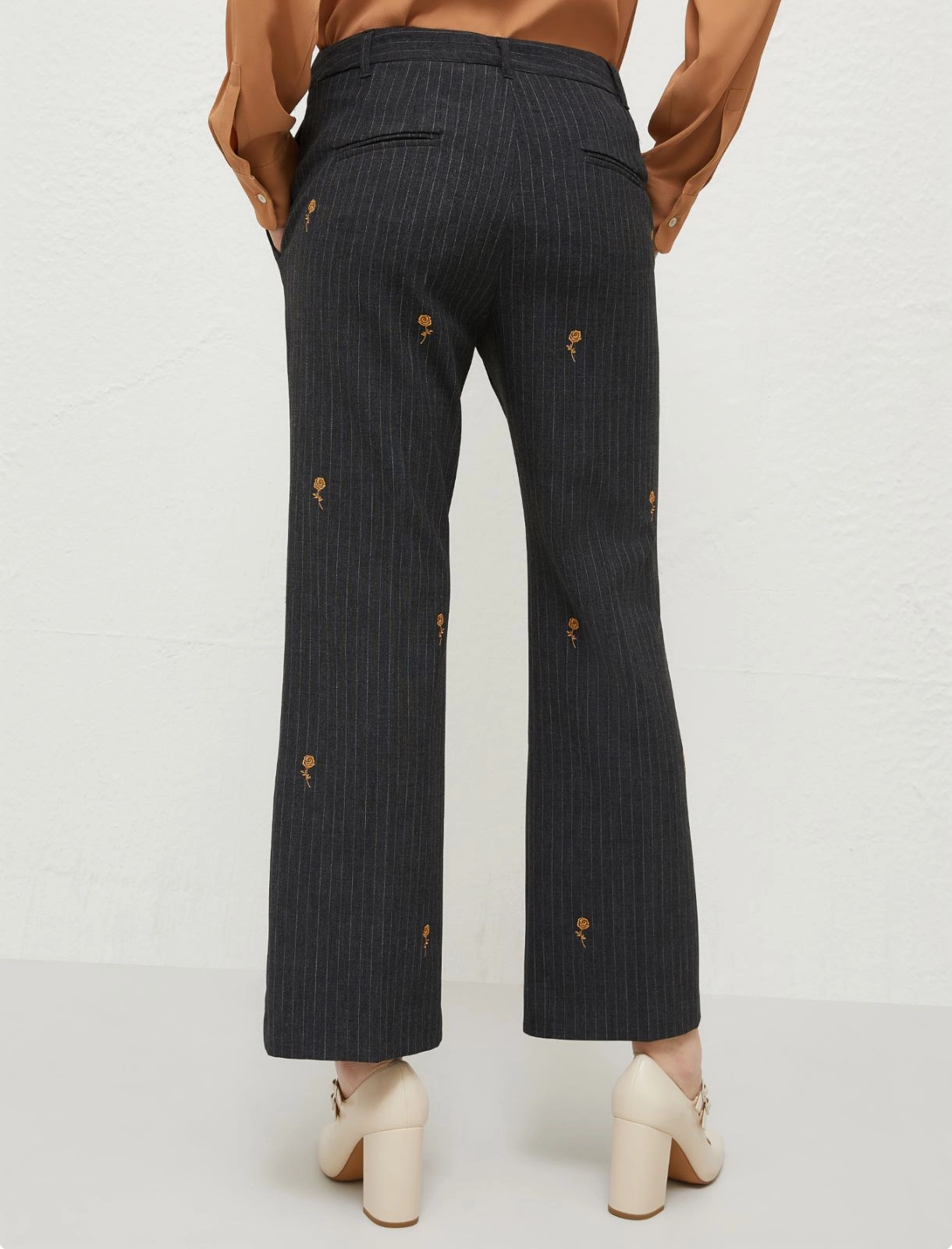 Embroidered flared trousers