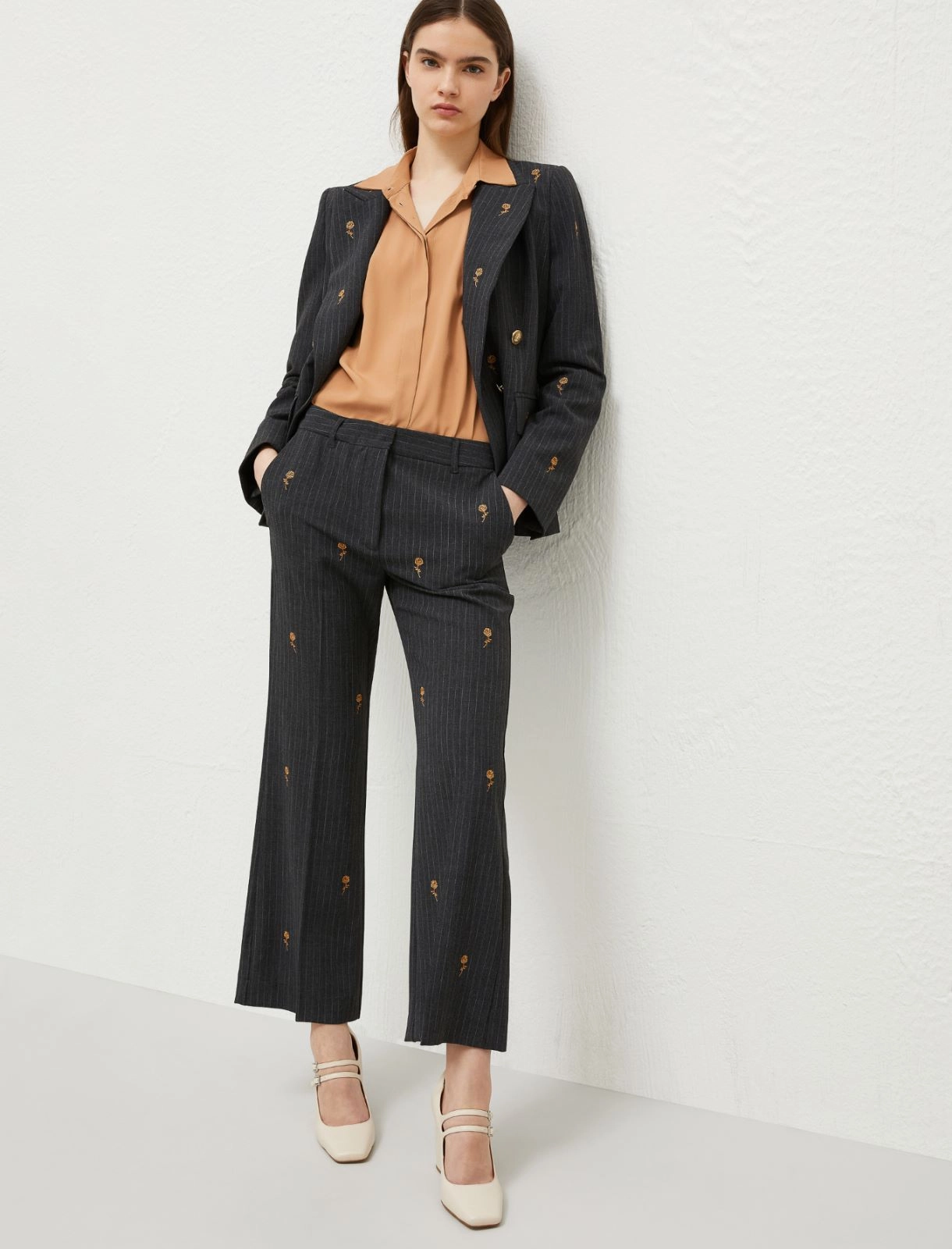 Embroidered flared trousers