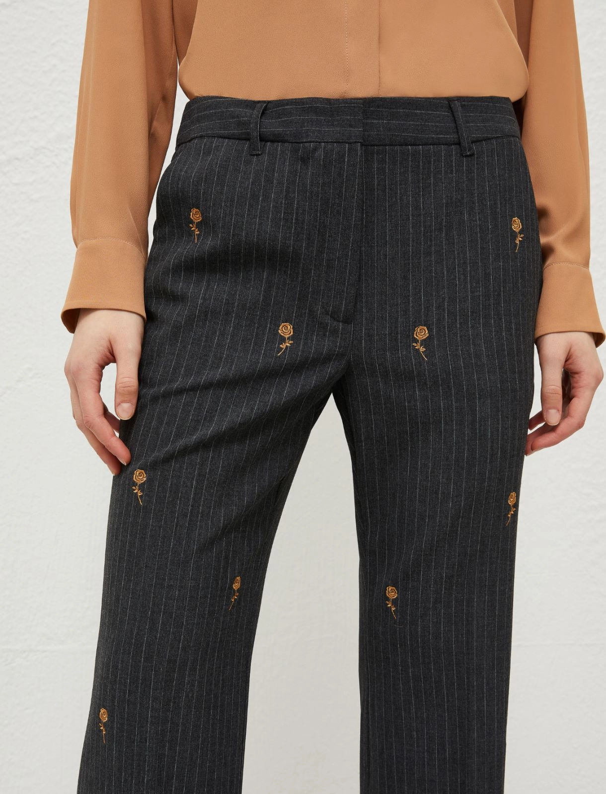 Embroidered flared trousers