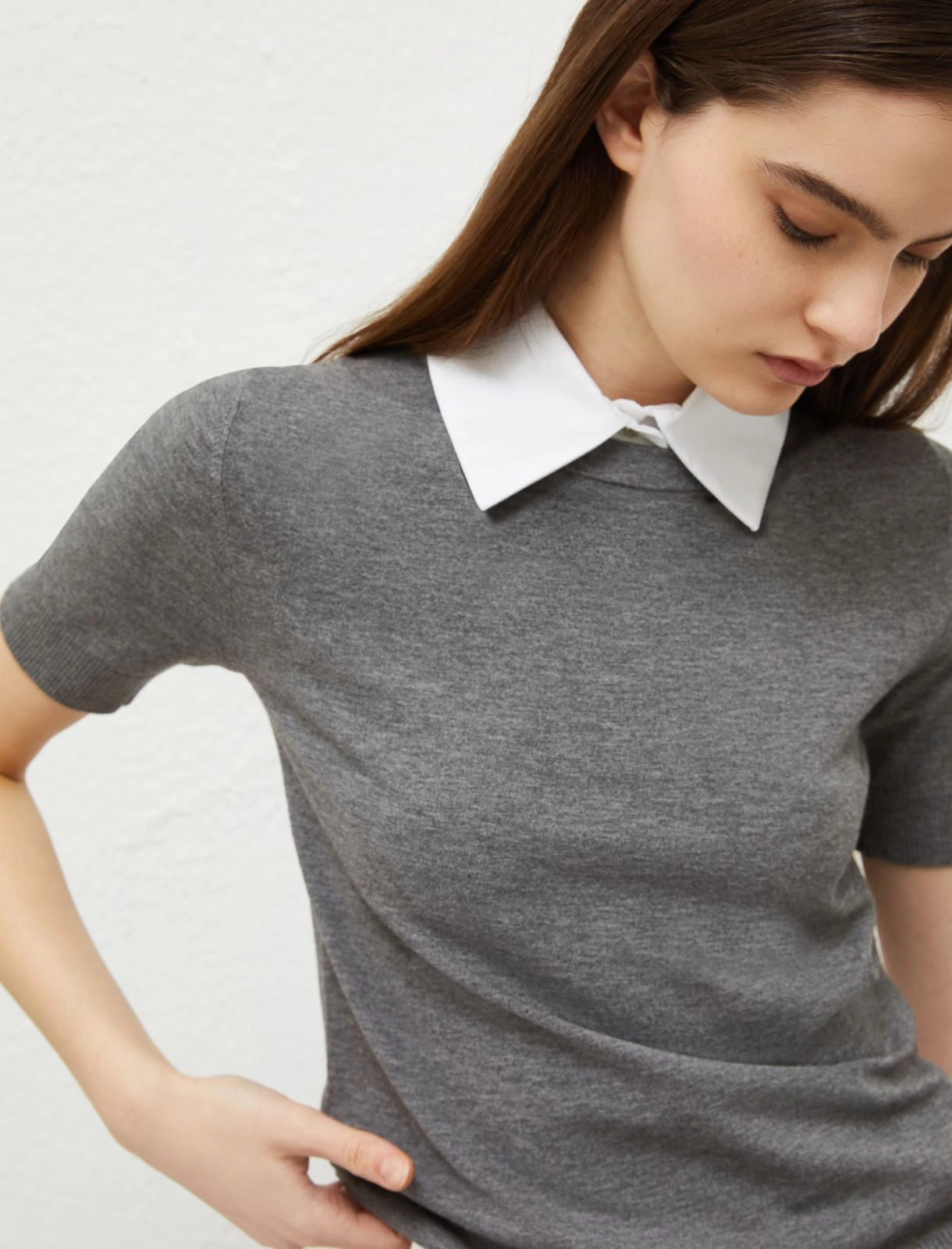 Shirt-collar sweater