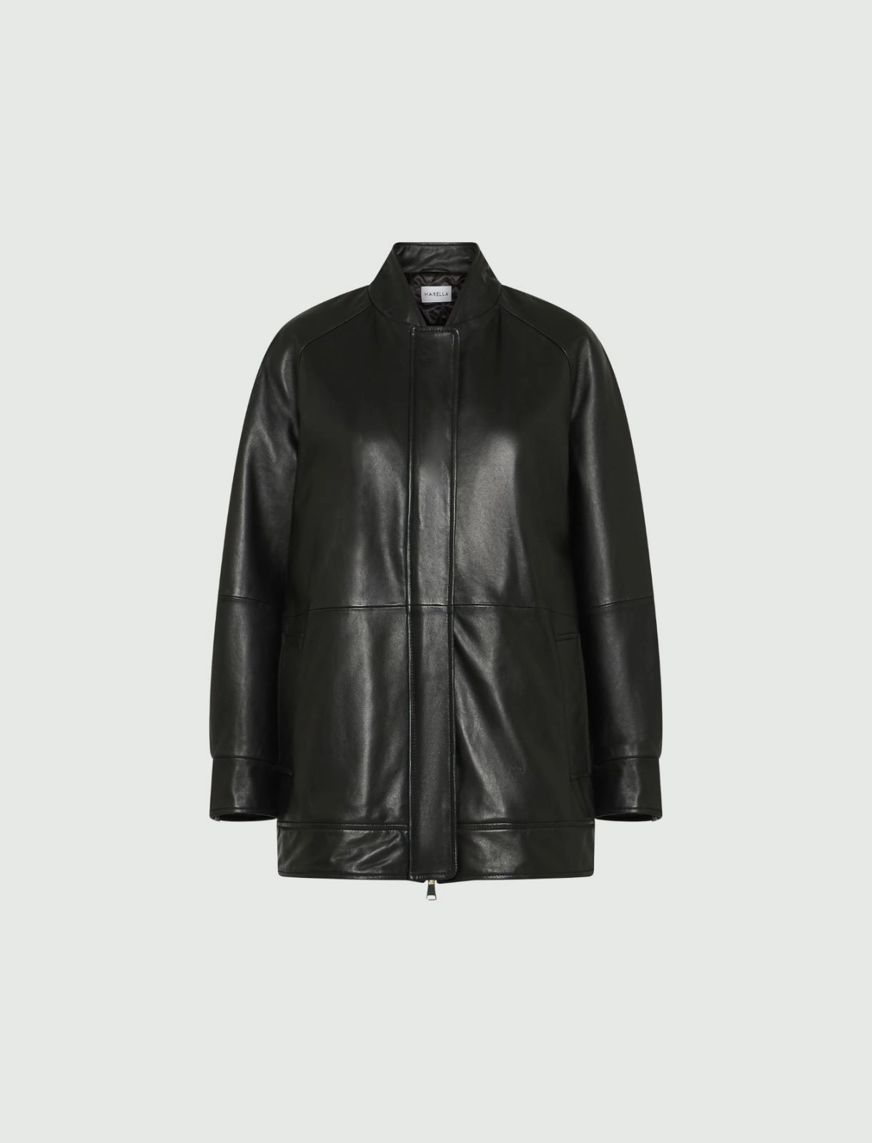 Leather pea coat