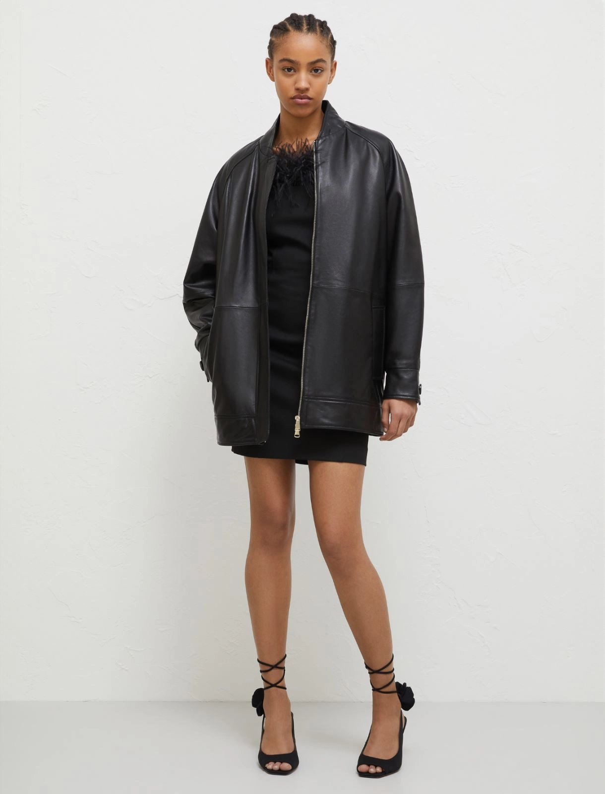 Leather pea coat