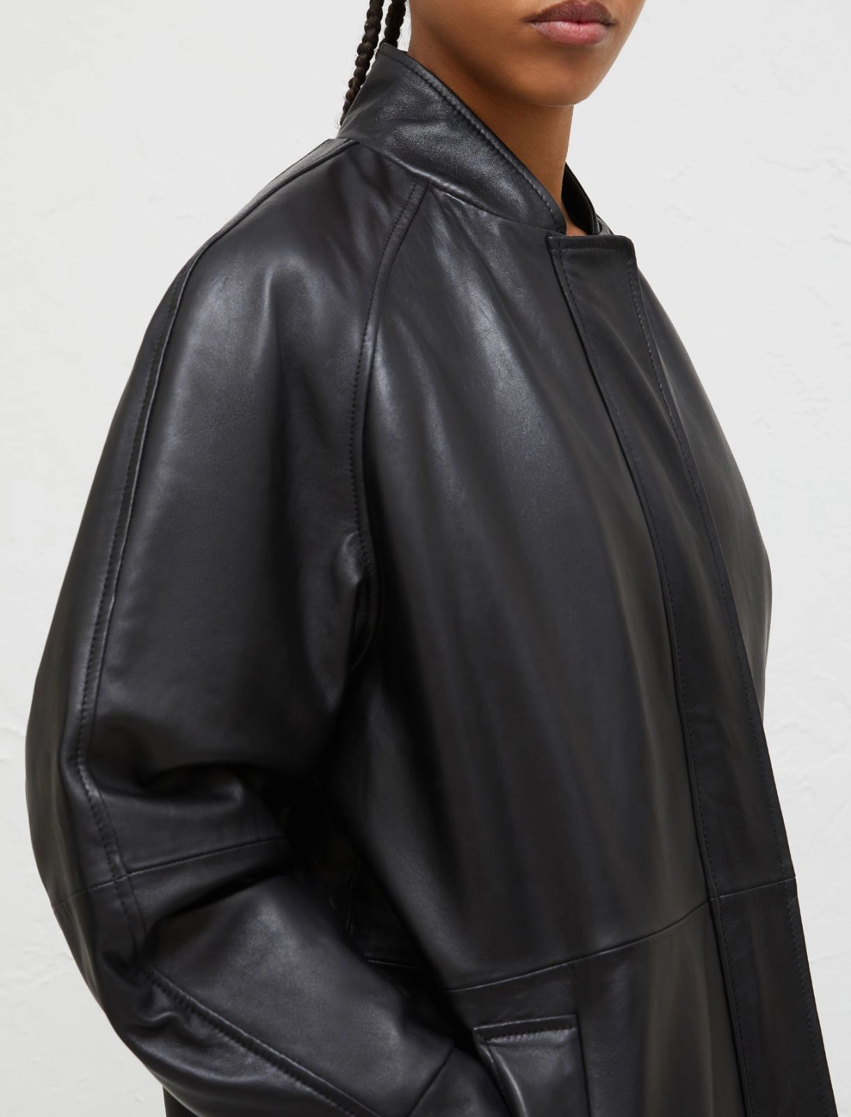 Leather pea coat