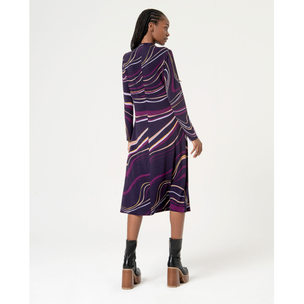 Printed elastic midi stretch printed dress