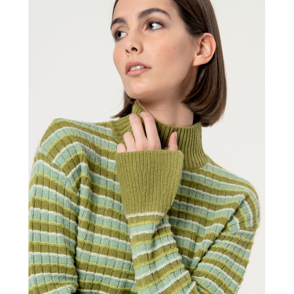 Striped structured wool sweater