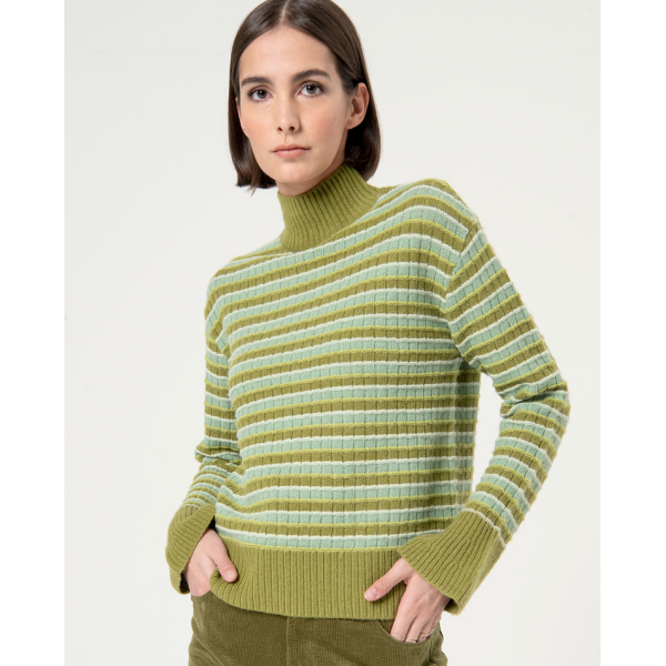 Striped structured wool sweater