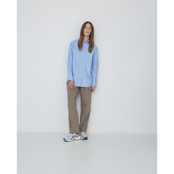 Oversize organic-cotton shirt light blue