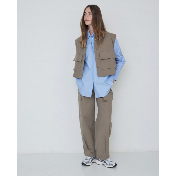 Oversize organic-cotton shirt light blue