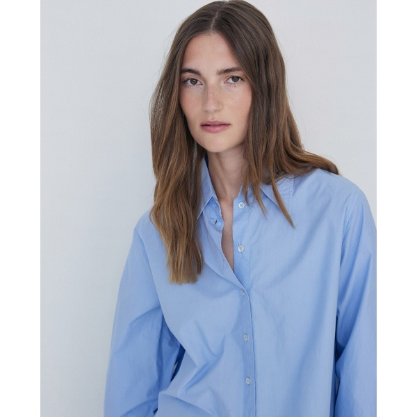 Oversize organic-cotton shirt light blue