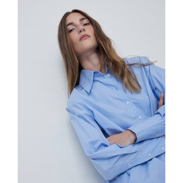 Oversize organic-cotton shirt light blue