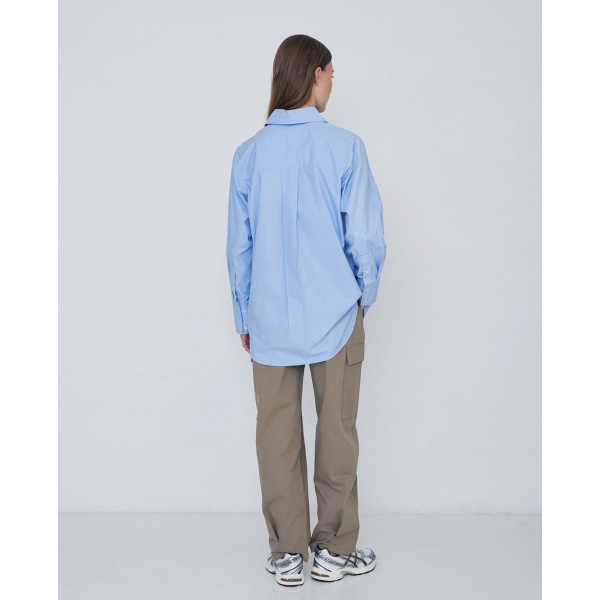 Oversize organic-cotton shirt light blue