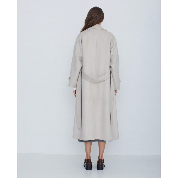 Handmade wool trench coat ecru