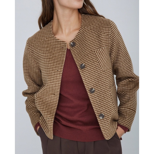 Reversible handmade short jacket ocher