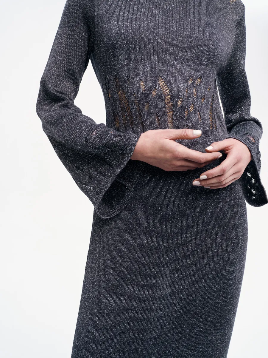 Metallic Midi Knit Dress