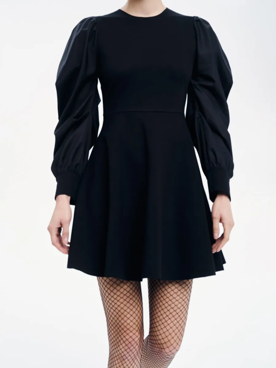 Mini Dress with Gathered Sleeves