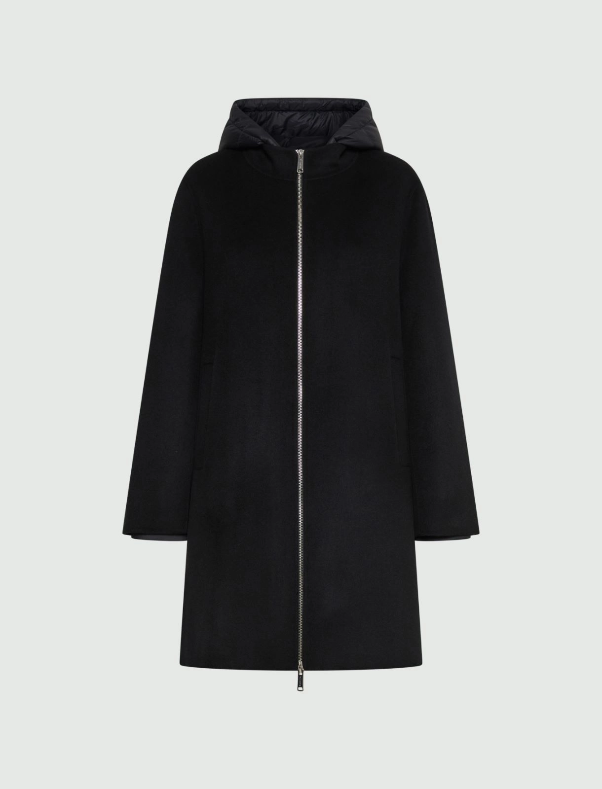 Coat and hooded padded jacket