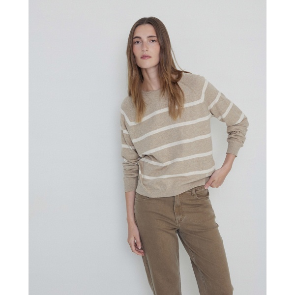 Basic striped sweater brown