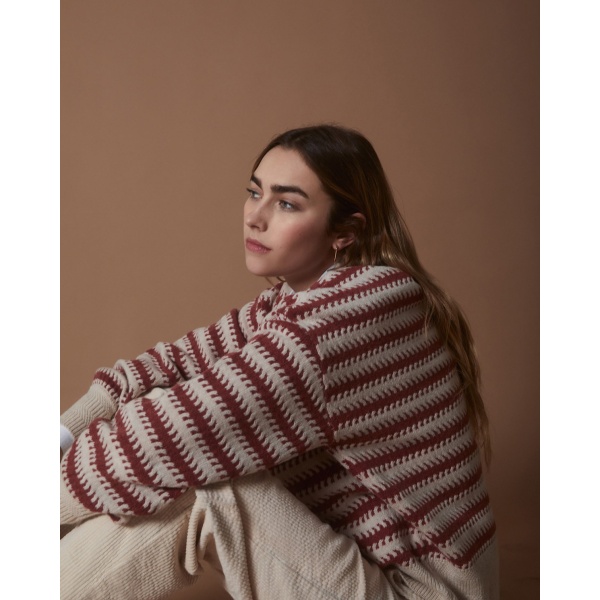 Wool sweater striped print terracota