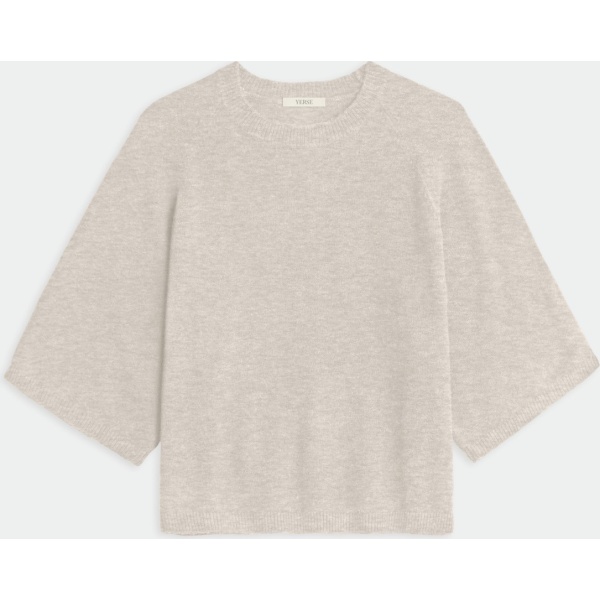 Short-sleeve sweater beige