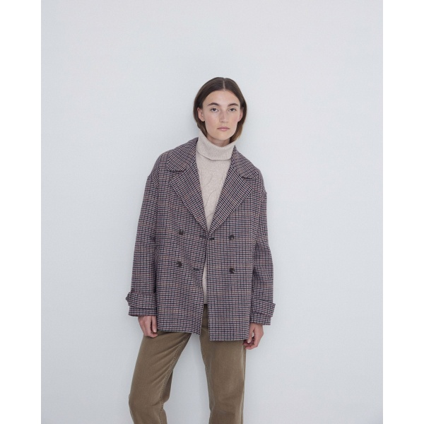 Handmade plaid coat grey