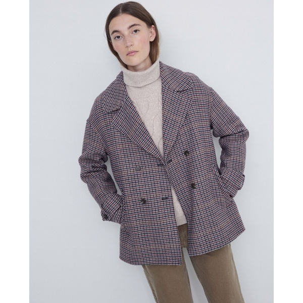 Handmade plaid coat grey