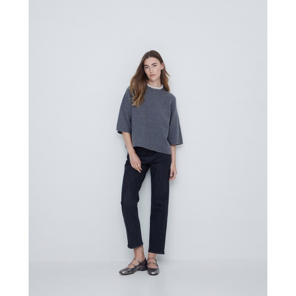 Short-sleeve sweater grey