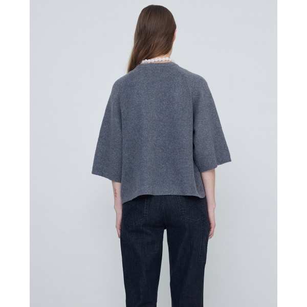 Short-sleeve sweater grey